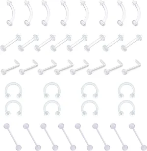 D.Bella 14G 16G 18G 20G Clear Flexible Bioplast Retainer Navel Belly Ring Eyebrow Tongue Nipple Barbell Nose Lip Labret Stud