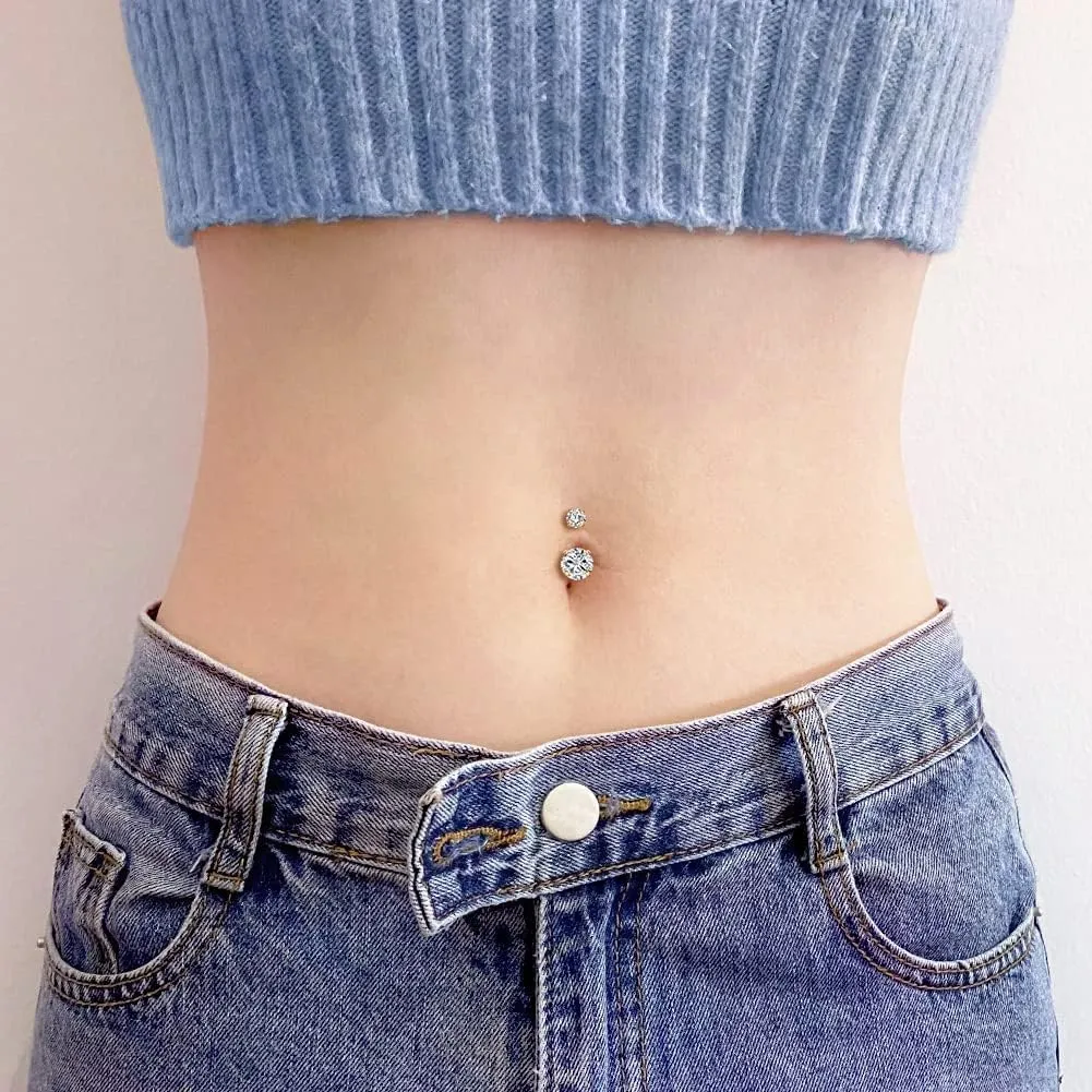 D.Bella 14G Stainless Steel Belly Button Rings 10mm 3/8" Barbell Belly Navel Rings Piercing for Women