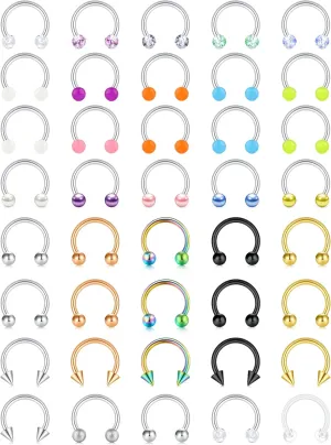 D.Bella 16G 18G 20G Horseshoe Septum Rings Surgical Steel Nose Piercing Jewelry Cartilage Helix Tragus Earring Hoop Eyebrow Lip Retainer for Women Men 6mm 8mm 10mm 12mm