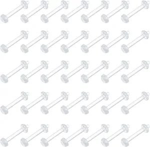 D.Bella Clear Cartilage Earring-20pcs 16G Clear Acrylic Bioflex Tragus Retainer Lip Rings Nose Studs Labret Ear Helix Earring Clear 10mm