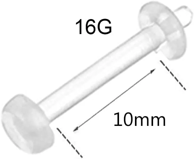 D.Bella Clear Cartilage Earring-20pcs 16G Clear Acrylic Bioflex Tragus Retainer Lip Rings Nose Studs Labret Ear Helix Earring Clear 10mm