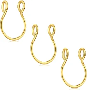 D.Bella Fake Septum Hoop 20G Faux Nose Piercing Hoop Clip on Nose Rings Non Piercing Fake Septum Lip Ear Ring Faux Body Piercing Jewelry for Women Men