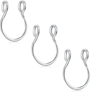 D.Bella Fake Septum Hoop 20G Faux Nose Piercing Hoop Clip on Nose Rings Non Piercing Fake Septum Lip Ear Ring Faux Body Piercing Jewelry for Women Men