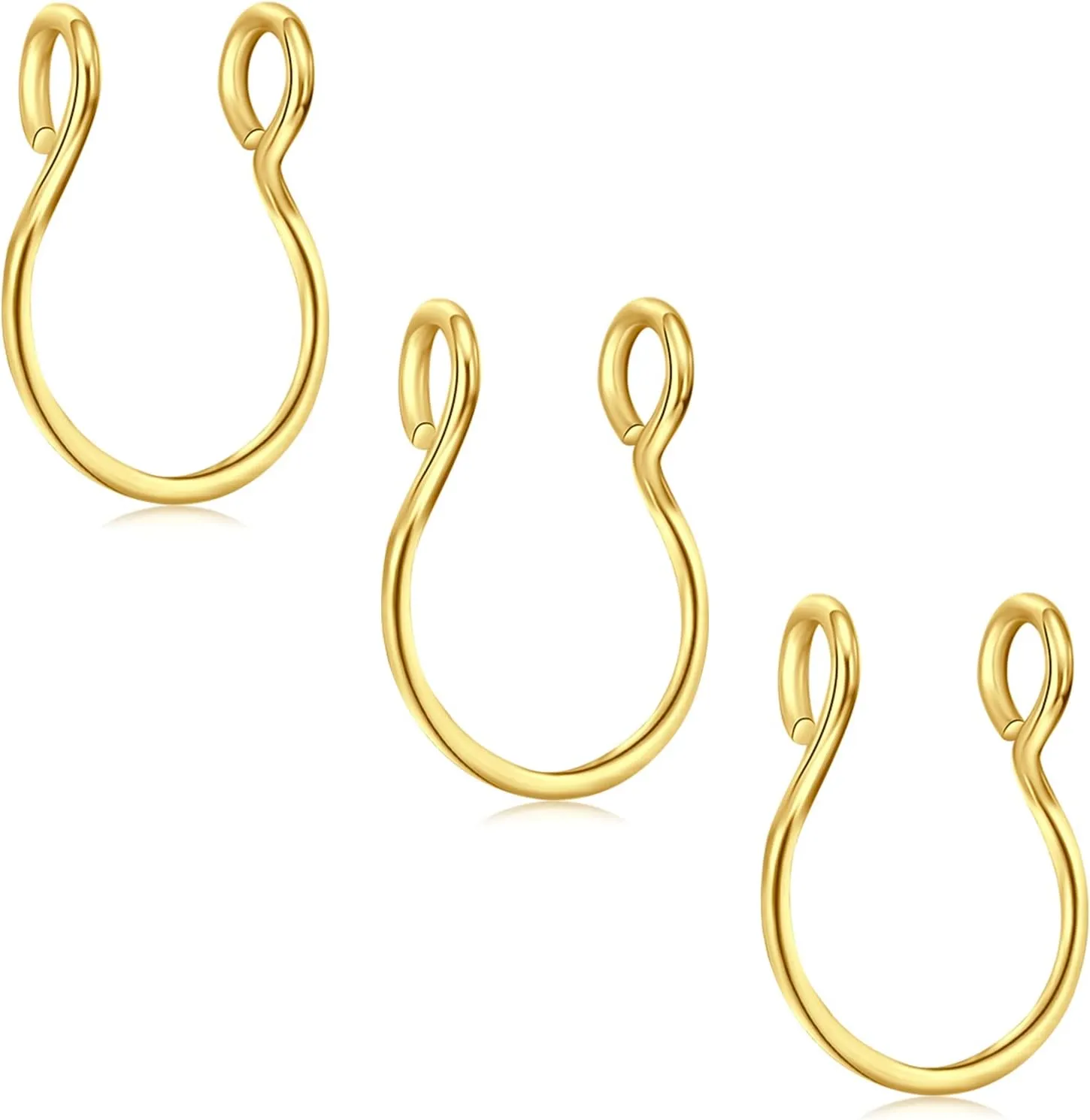 D.Bella Fake Septum Hoop 20G Faux Nose Piercing Hoop Clip on Nose Rings Non Piercing Fake Septum Lip Ear Ring Faux Body Piercing Jewelry for Women Men
