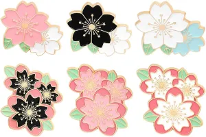 DD-life 6/12 Pcs Plant Sakura Brooch Pins Flower Enamel Pins Flower Lapel Pin Fashion Shiny Brooch for Any Special Occasions