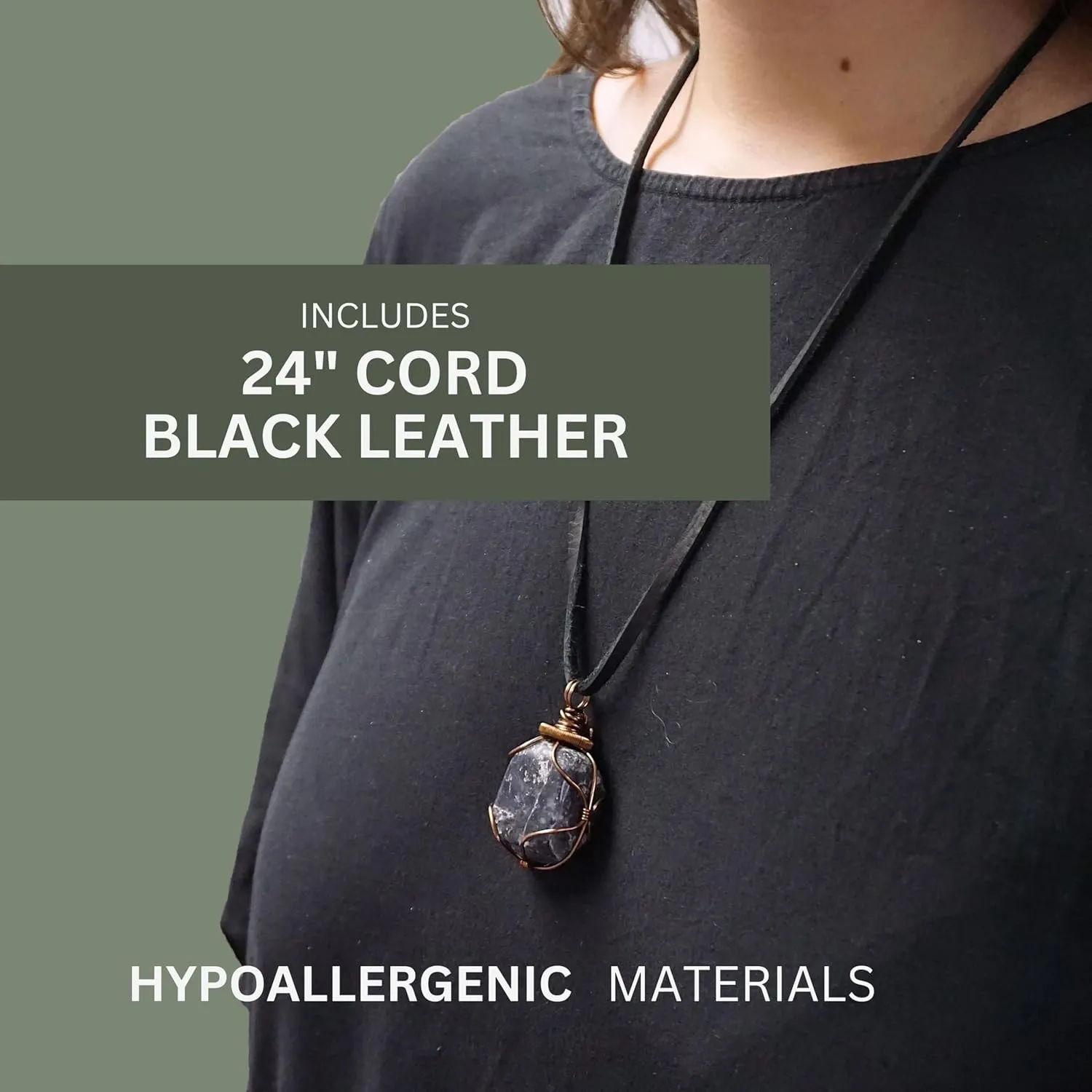 Designs by Nature Gems Handmade Sapphire Unisex Necklace, With 24 inch Black Leather Cord, September Birthstone Jewelry, Antique Bronze, Handmade in North America