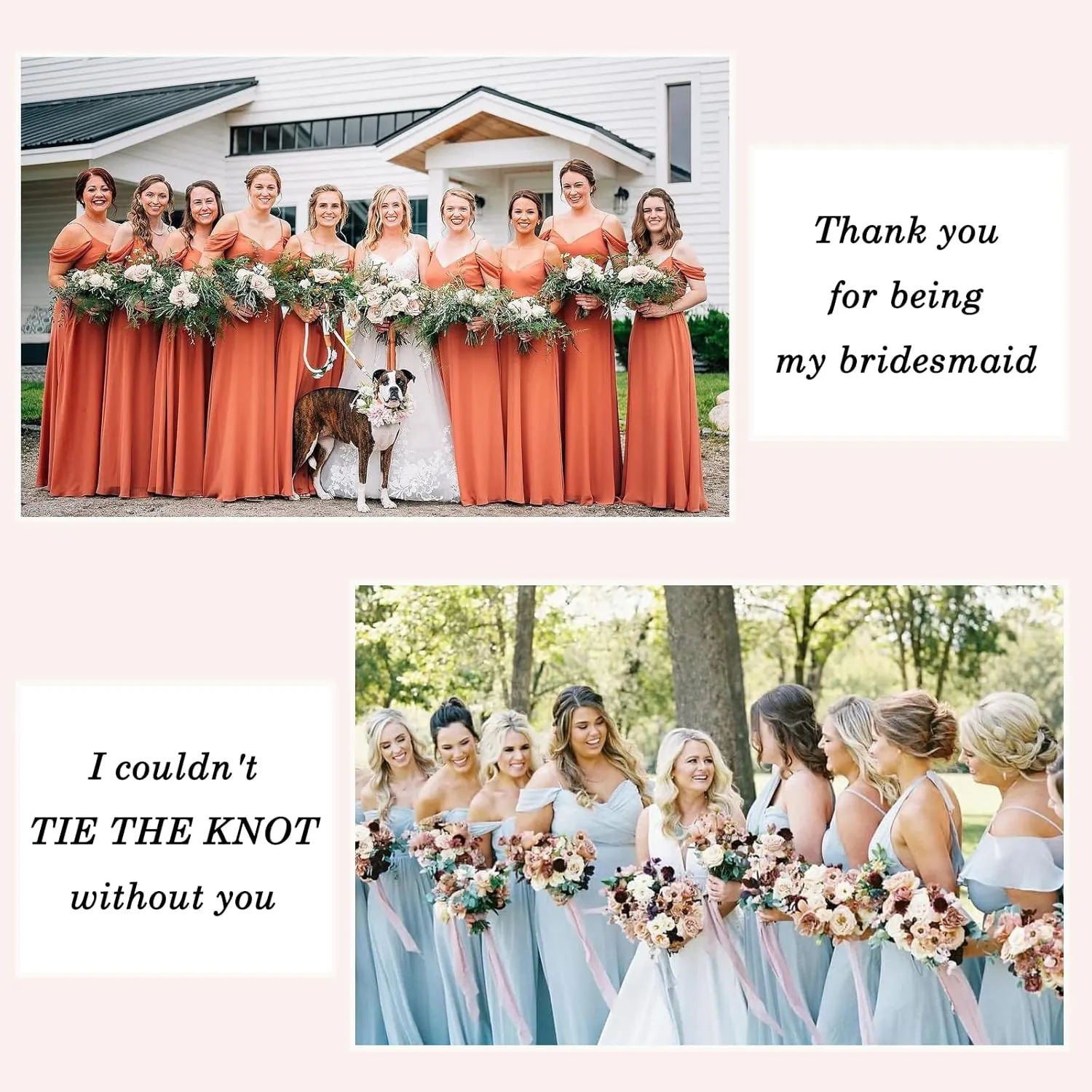 DHQH Bridesmaids Gifts I Couldn't Tie The Knot Without You Love Knot Bridesmaids Necklace 14K Gold Plated Knot Necklaces Bridesmaid Proposal Gift Set of 4/6