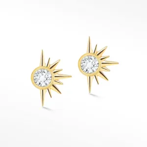 Diamond Push Back Earrings Demi Star 14k Yellow