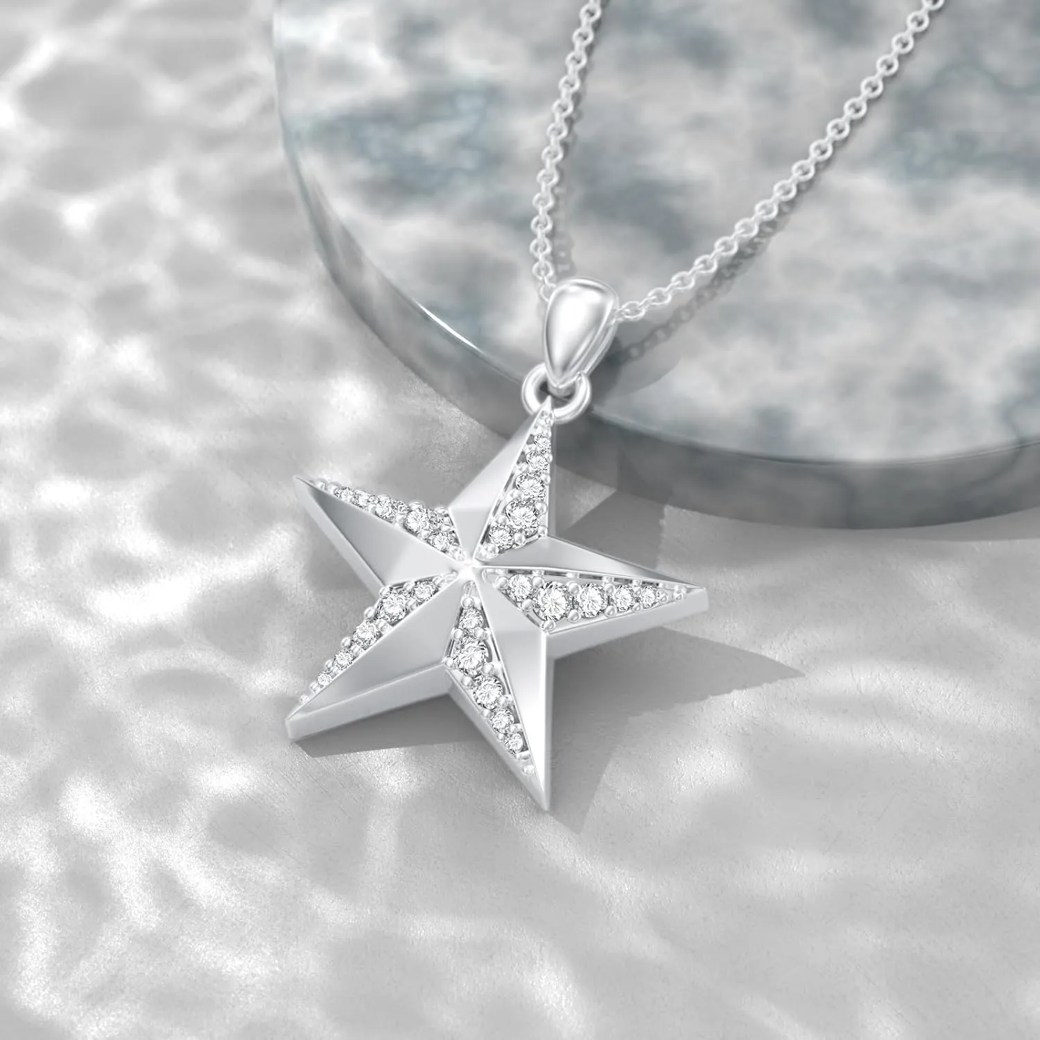 Diamond Star Necklaces for Women 925 Sterling Silver Star Jewelry Gifts for Mom Wife Girlfriend Daughter Sister Friend