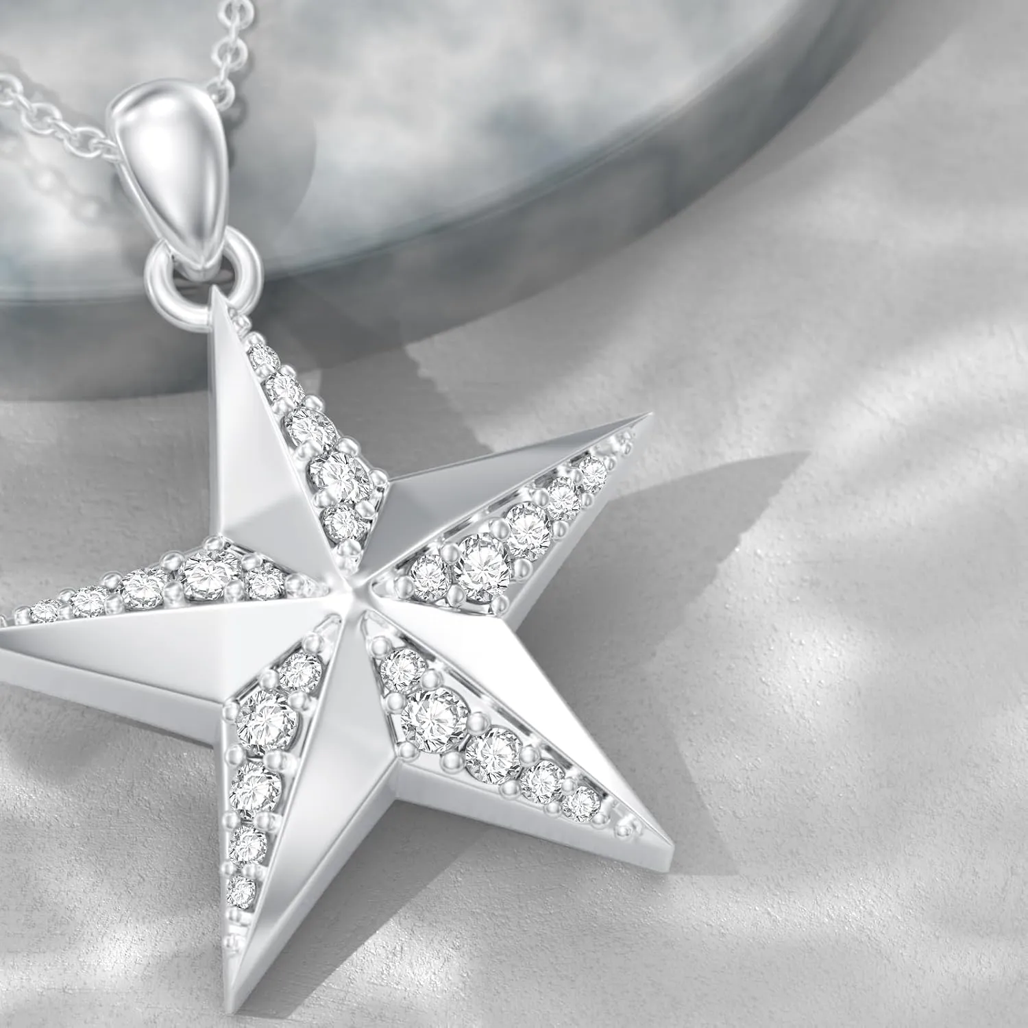 Diamond Star Necklaces for Women 925 Sterling Silver Star Jewelry Gifts for Mom Wife Girlfriend Daughter Sister Friend