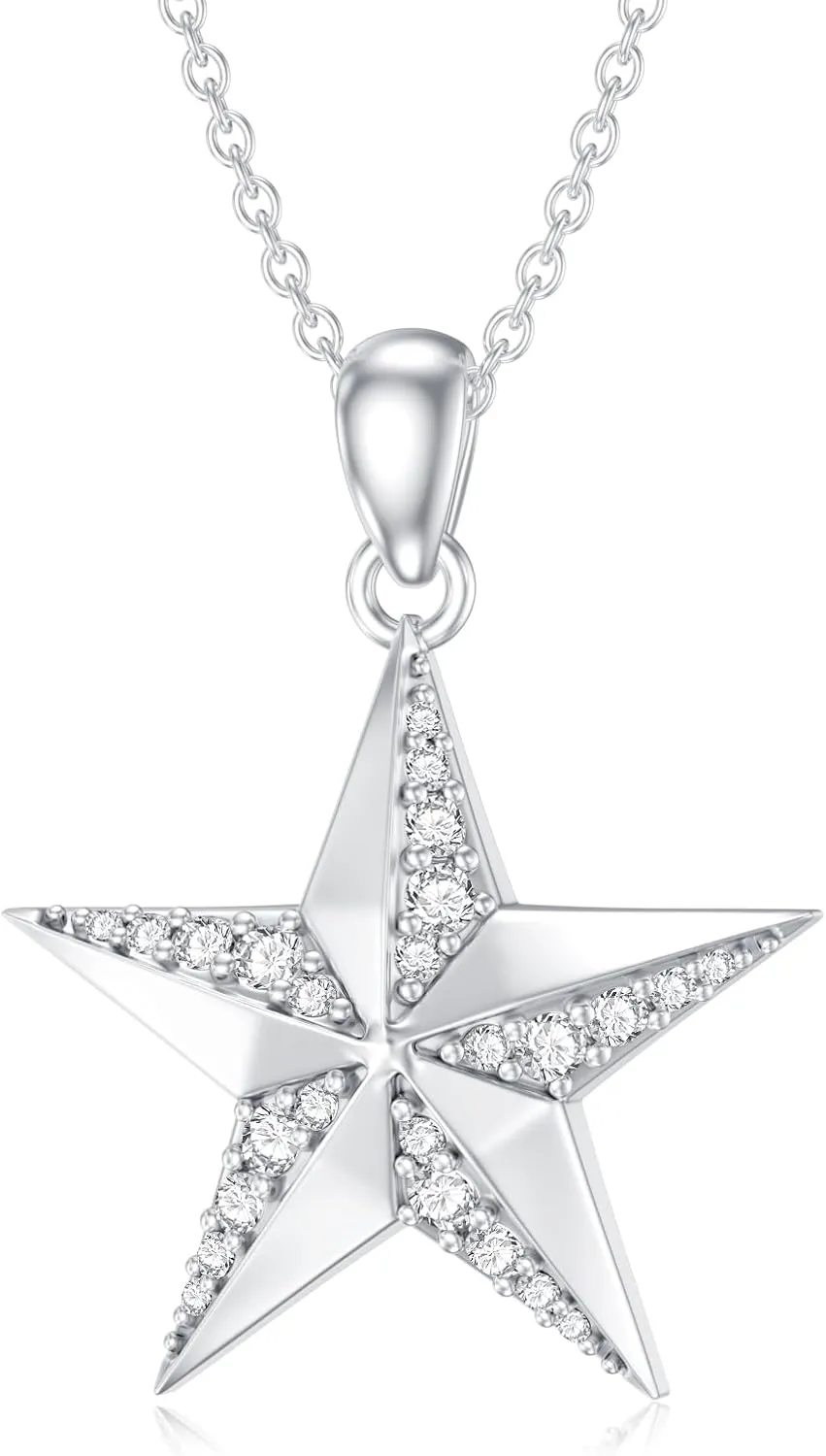 Diamond Star Necklaces for Women 925 Sterling Silver Star Jewelry Gifts for Mom Wife Girlfriend Daughter Sister Friend