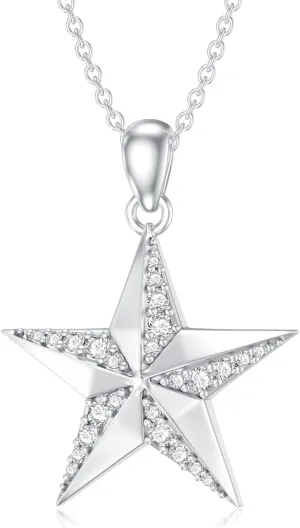 Diamond Star Necklaces for Women 925 Sterling Silver Star Jewelry Gifts for Mom Wife Girlfriend Daughter Sister Friend