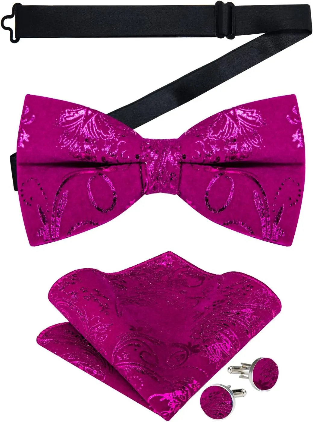 DiBanGu Mens Velvet Vest Set Classic Hot-Stamped Paisley Dress Waistcoat and Bow Tie Pocket Square Cufflinks Prom Party