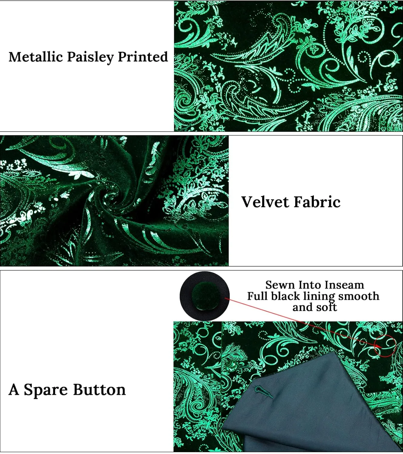 DiBanGu Mens Velvet Vest Set Classic Hot-Stamped Paisley Dress Waistcoat and Bow Tie Pocket Square Cufflinks Prom Party