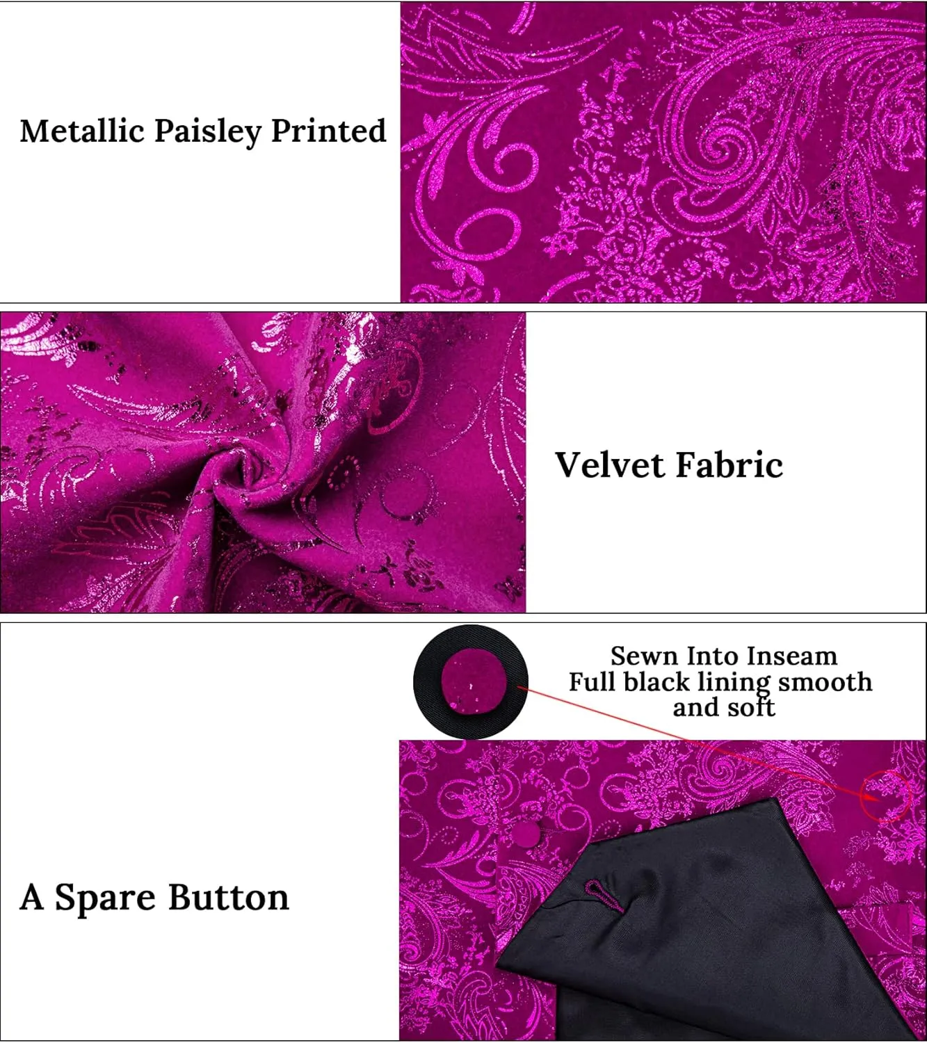 DiBanGu Mens Velvet Vest Set Classic Hot-Stamped Paisley Dress Waistcoat and Bow Tie Pocket Square Cufflinks Prom Party