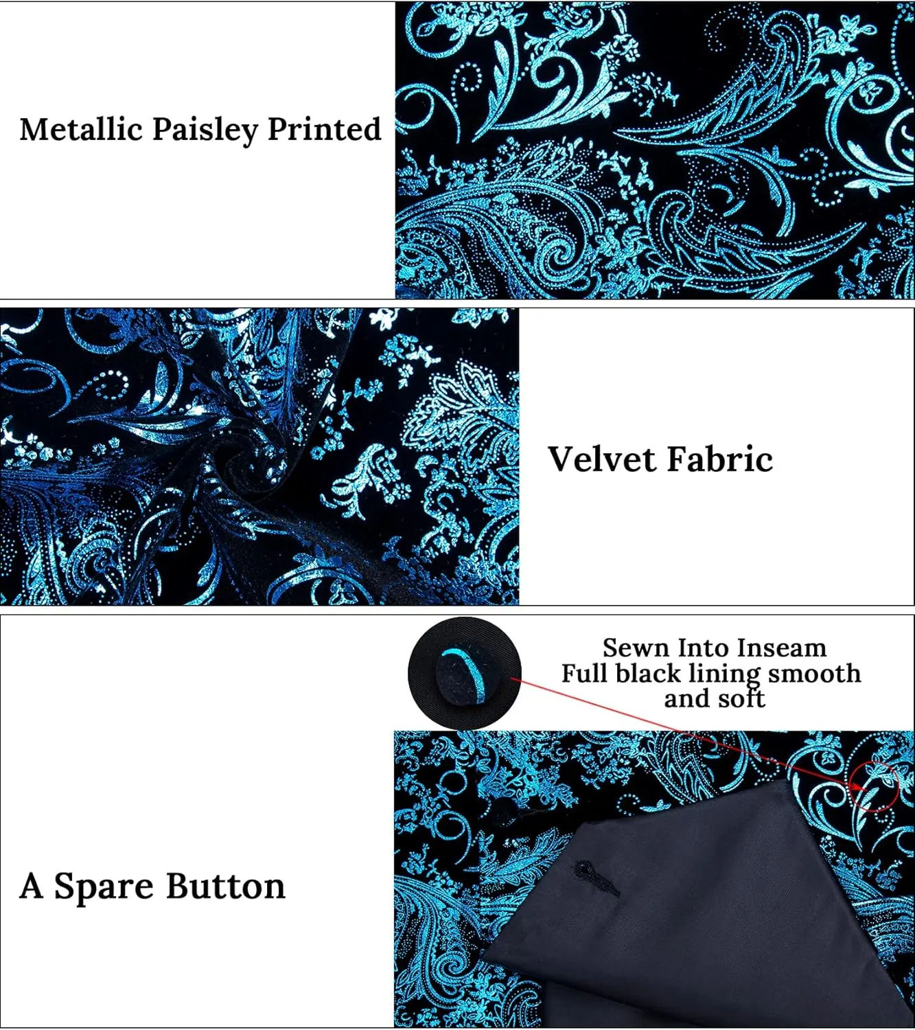 DiBanGu Mens Velvet Vest Set Classic Hot-Stamped Paisley Dress Waistcoat and Bow Tie Pocket Square Cufflinks Prom Party
