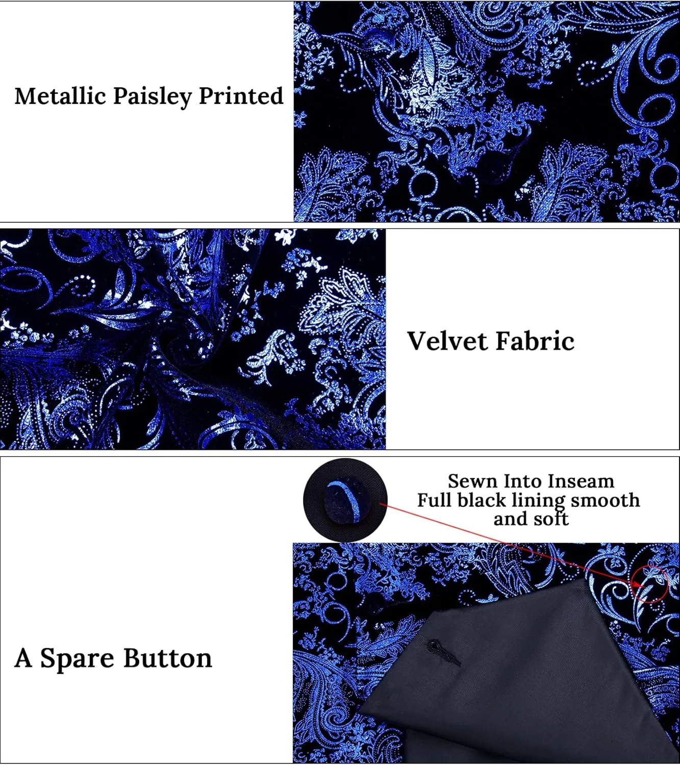 DiBanGu Mens Velvet Vest Set Classic Hot-Stamped Paisley Dress Waistcoat and Bow Tie Pocket Square Cufflinks Prom Party