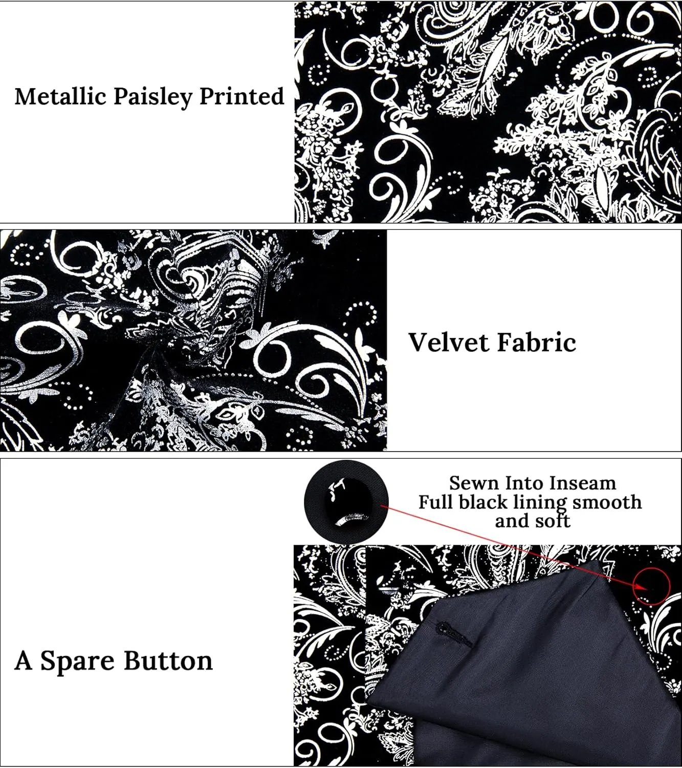 DiBanGu Mens Velvet Vest Set Classic Hot-Stamped Paisley Dress Waistcoat and Bow Tie Pocket Square Cufflinks Prom Party