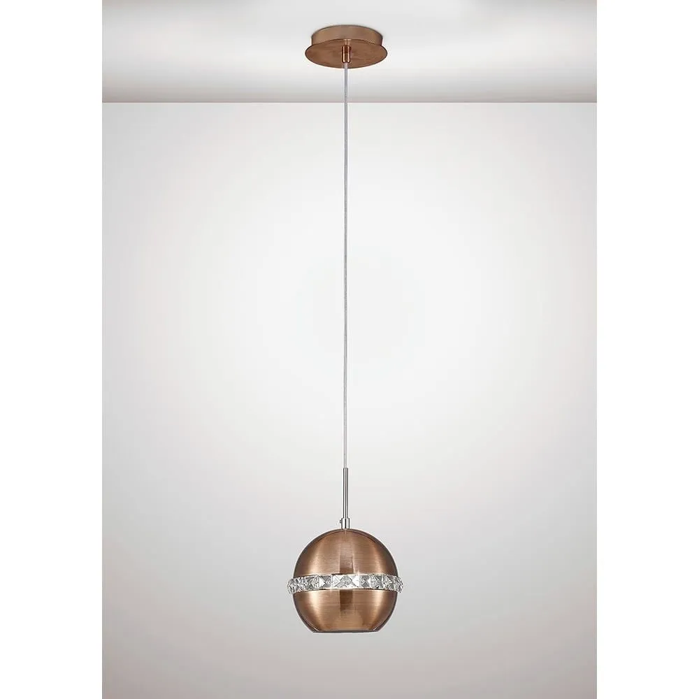 Diyas  IL31610 Andrea Single Pendant Satin Copper/Crystal
