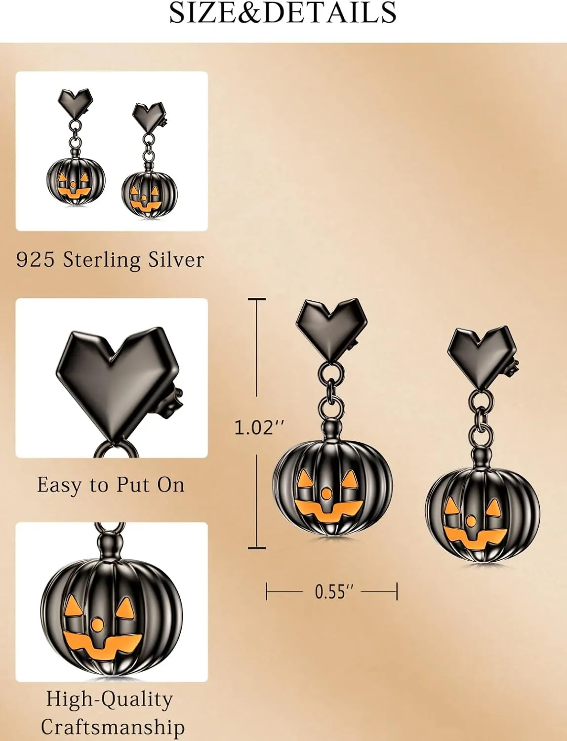Dorunmo 925 Sterling Silver Halloween Earrings Hypoallergenic Earrings Halloween Jewelry Gifts for Women Girls Her