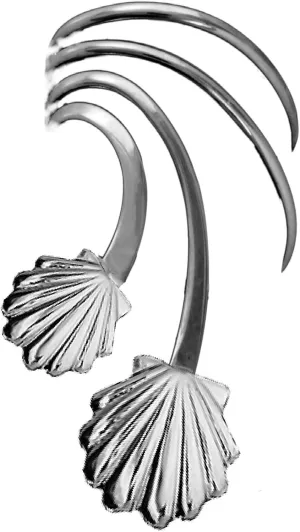 Double Shell Short Wave Ear Cuff Non-pierced Earring Left Rhodium on Sterling Silver