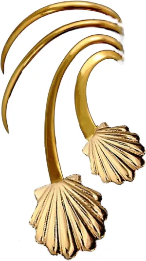 Double Shell Short Wave Ear Cuff Non-pierced Earring Wrap Right Gold on Sterling Silver