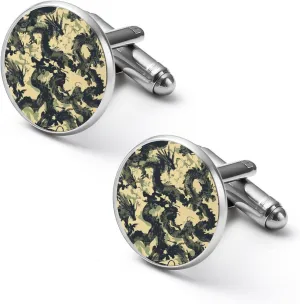 Dragons Camouflage Fashion Cufflinks For Men Alloy Tuxedo Shirt Cuff Links For Business Wedding Party 1.7cm