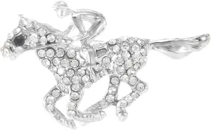 Dreuyet Horse Brooch Pin Kentucky Derby Horse Racing Suit Lapel Pin for Women Men Rhinestone Antique Gold Horse Animal Brooch Enamel Kentucky Clothing Outfits Accessory Jewelry