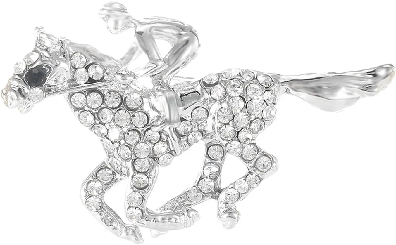 Dreuyet Horse Brooch Pin Kentucky Derby Horse Racing Suit Lapel Pin for Women Men Rhinestone Antique Gold Horse Animal Brooch Enamel Kentucky Clothing Outfits Accessory Jewelry