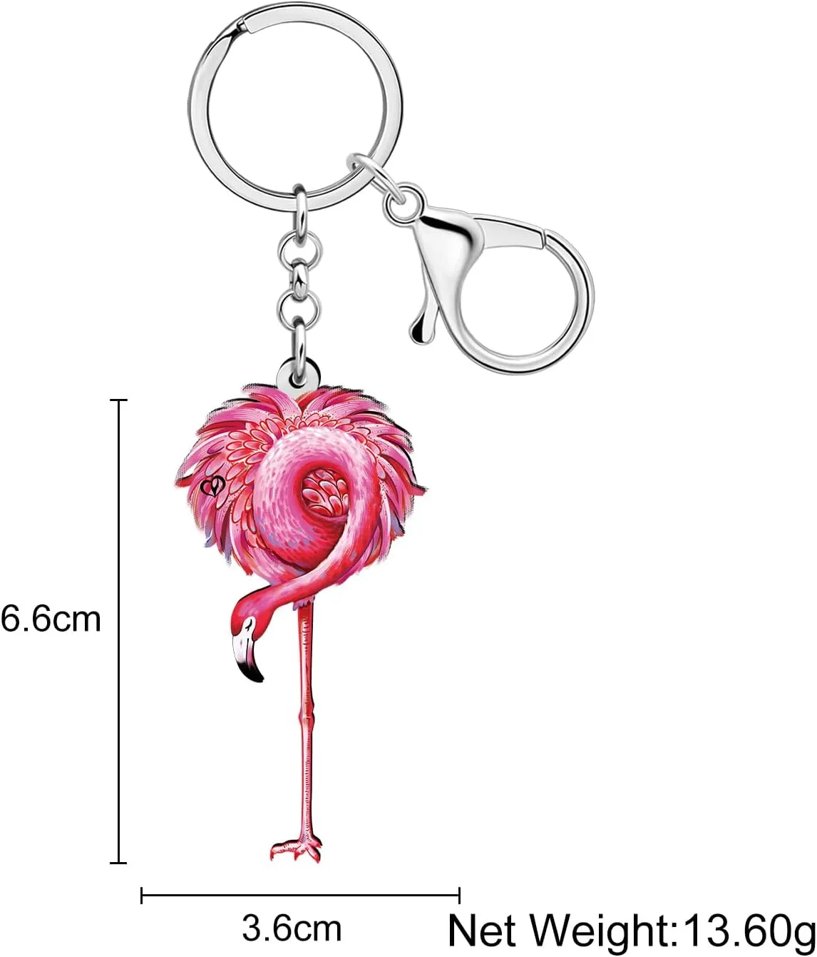 DUOWEI Cute Hawaii Tropical Pink Flamingo Keychain Key Ring Bird Gifts for Women Girls Car Keys Wallet Backpack Accessories