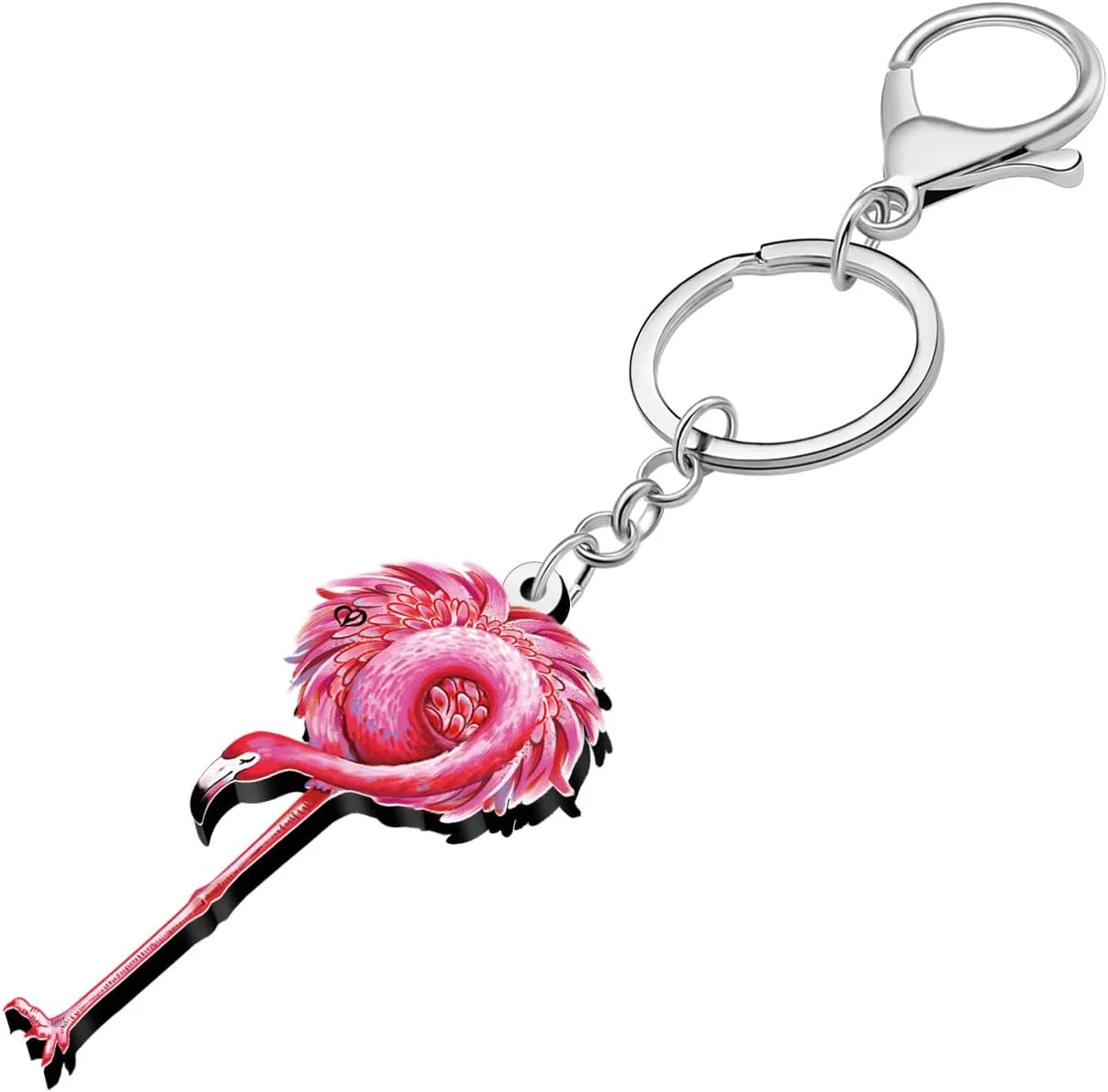 DUOWEI Cute Hawaii Tropical Pink Flamingo Keychain Key Ring Bird Gifts for Women Girls Car Keys Wallet Backpack Accessories