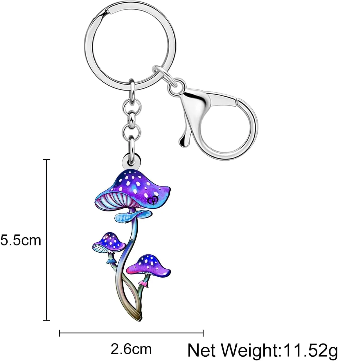 DUOWEI Funny Natural Fungi Mushroom Lovers Keychain Key Ring for Women Girls Car Keys Wallet Mushroom Gifts Accessories Charm