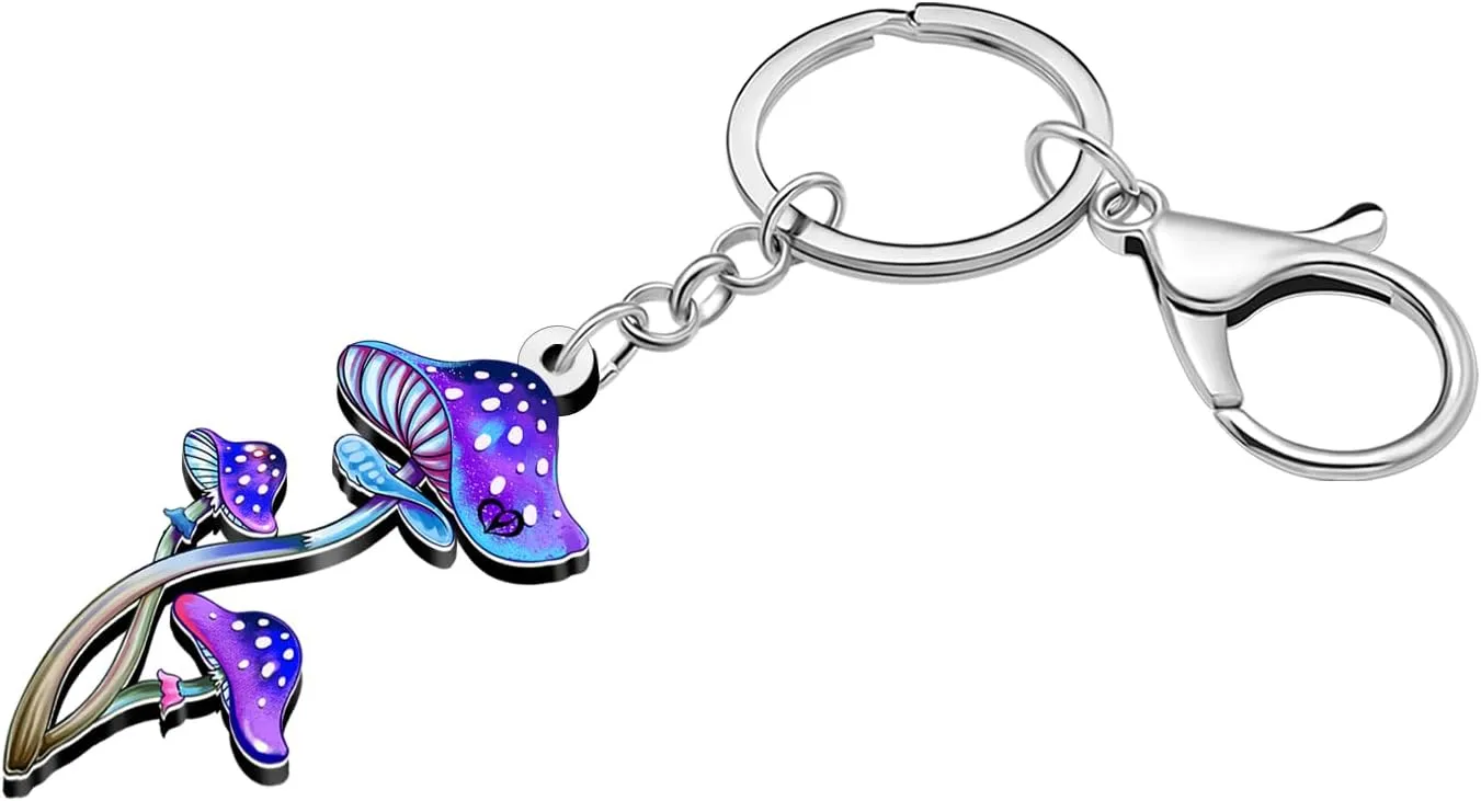 DUOWEI Funny Natural Fungi Mushroom Lovers Keychain Key Ring for Women Girls Car Keys Wallet Mushroom Gifts Accessories Charm
