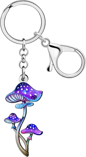 DUOWEI Funny Natural Fungi Mushroom Lovers Keychain Key Ring for Women Girls Car Keys Wallet Mushroom Gifts Accessories Charm