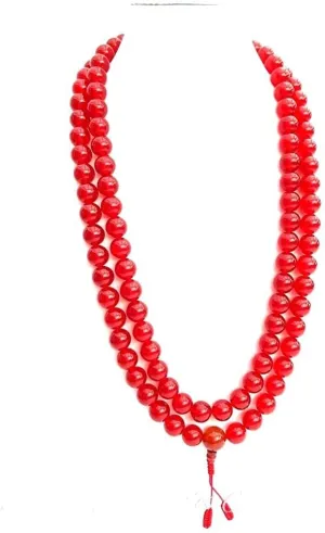 dyed 8MM crimson red natural Jade mala/ Buddhist prayer bead mala/ jade mala necklace