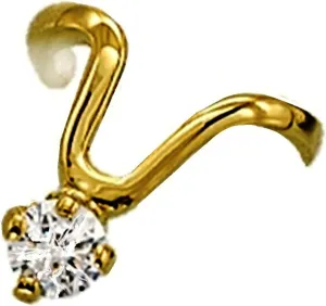 Ear Charms "Wishbone" CZ Ear Cuff Non pierced Left Earring in EZ Care Gold on Sterling Silver
