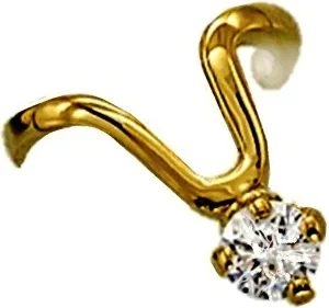 Ear Charms "Wishbone" CZ Ear Cuff Non pierced Right Earring in EZ Care Gold on Sterling Silver