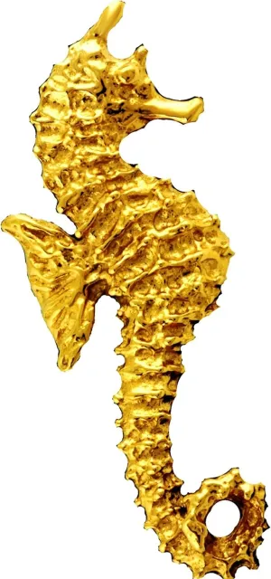 Ear Charms  Sea Horse Ear Cuff Non-Pierced Right Earring Clip Gold On Sterling Silver