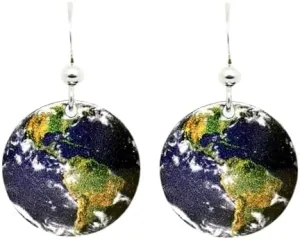 Earth Earrings by d'ears Non-Tarnish Sterling Silver French Hook Ear Wire