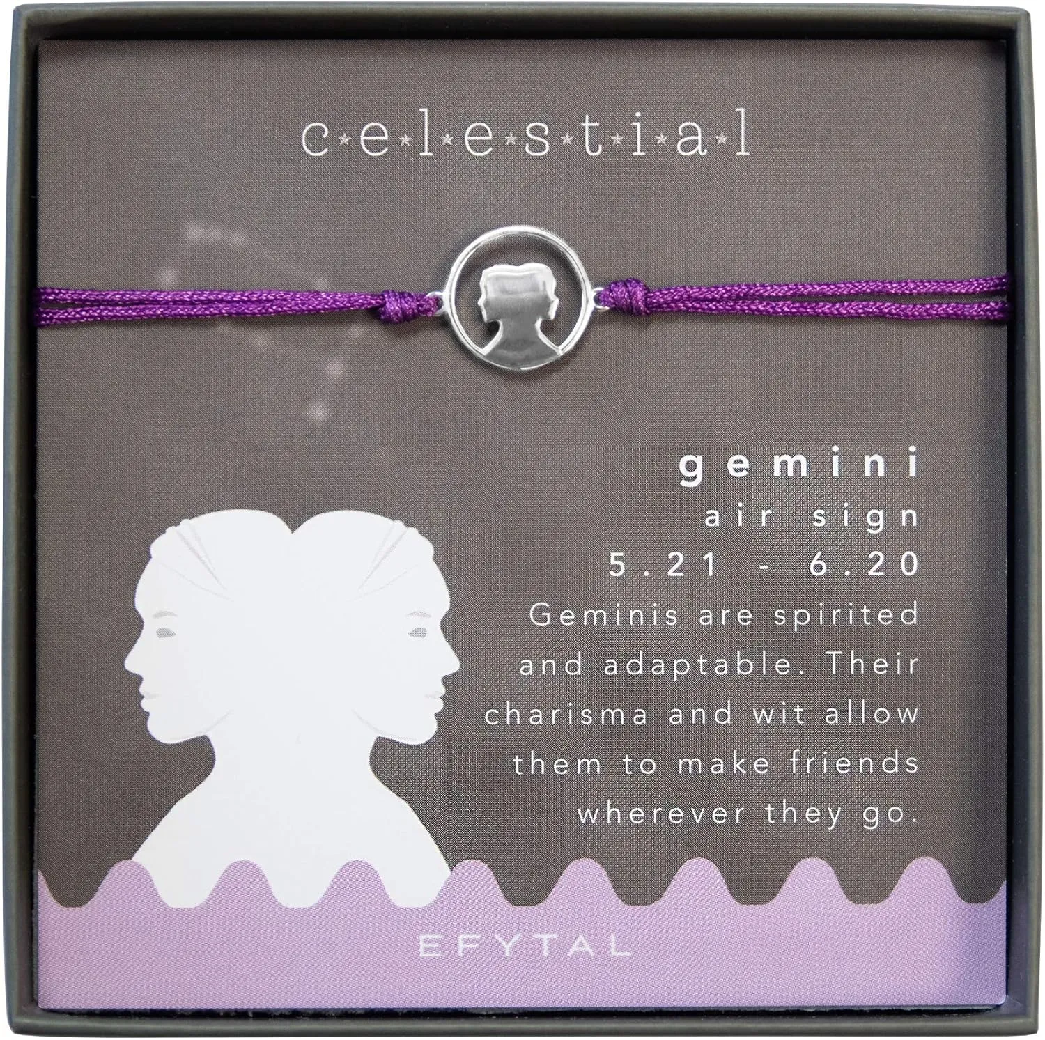 EFYTAL Best Friend Birthday Gifts, 925 Sterling Silver Cutout Gemini Bracelet, Zodiac Symbol Bracelets, Star Sign Friendship Gift for Bridesmaids, Bridal Party Friend Group Jewelry
