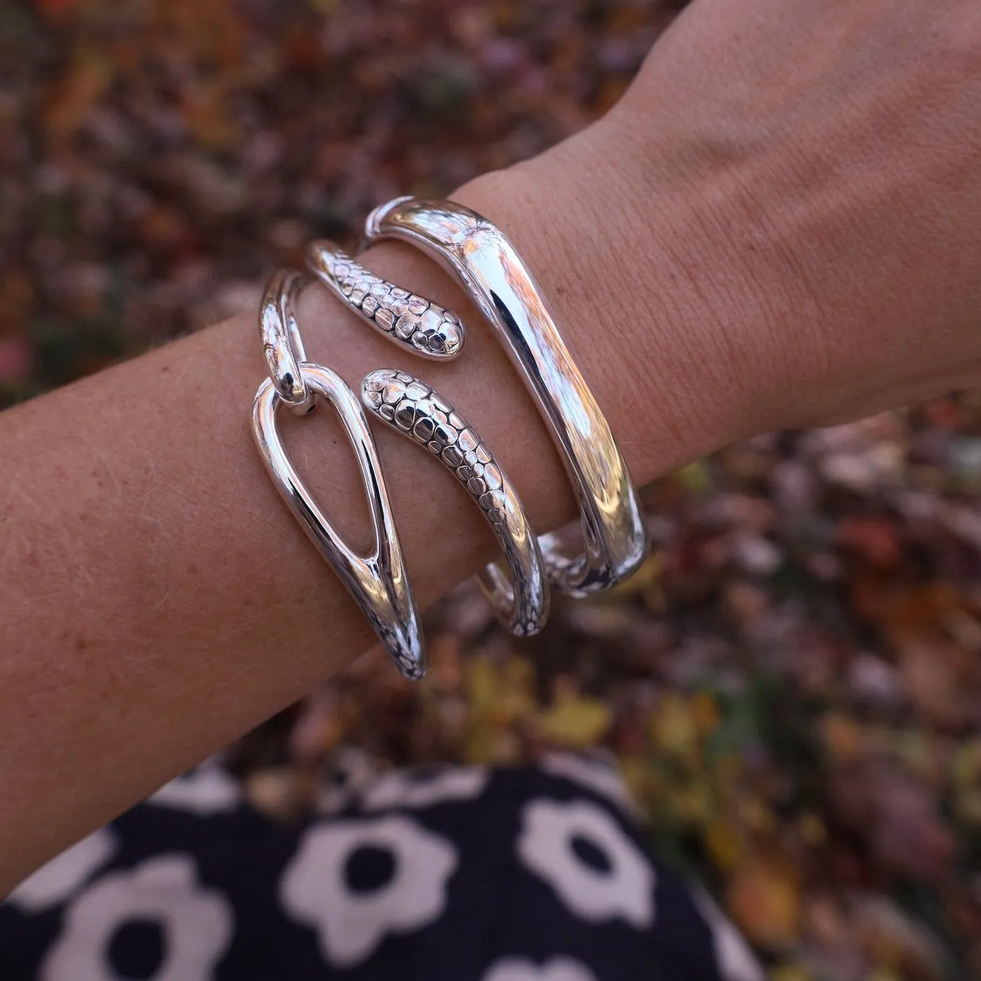 Electroform Bangle with Catch & Small Dog Charm Bracelet