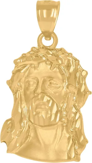 Elegant 10K Yellow Gold Men's Jesus Pendant  Religious Charm