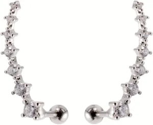 Elegant 7 Crystals Cartilage Ear Cuffs for Women Teens Dainty Cubic Zirconia Earrings 16G 1.2mm Stainless Steel Barbell Piercing Screw Back Crawler Climbers Wrap Piercing Ear Jackets for Her