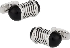 Elegant Black Capped Rod Cufflinks with Presentation Gift Box