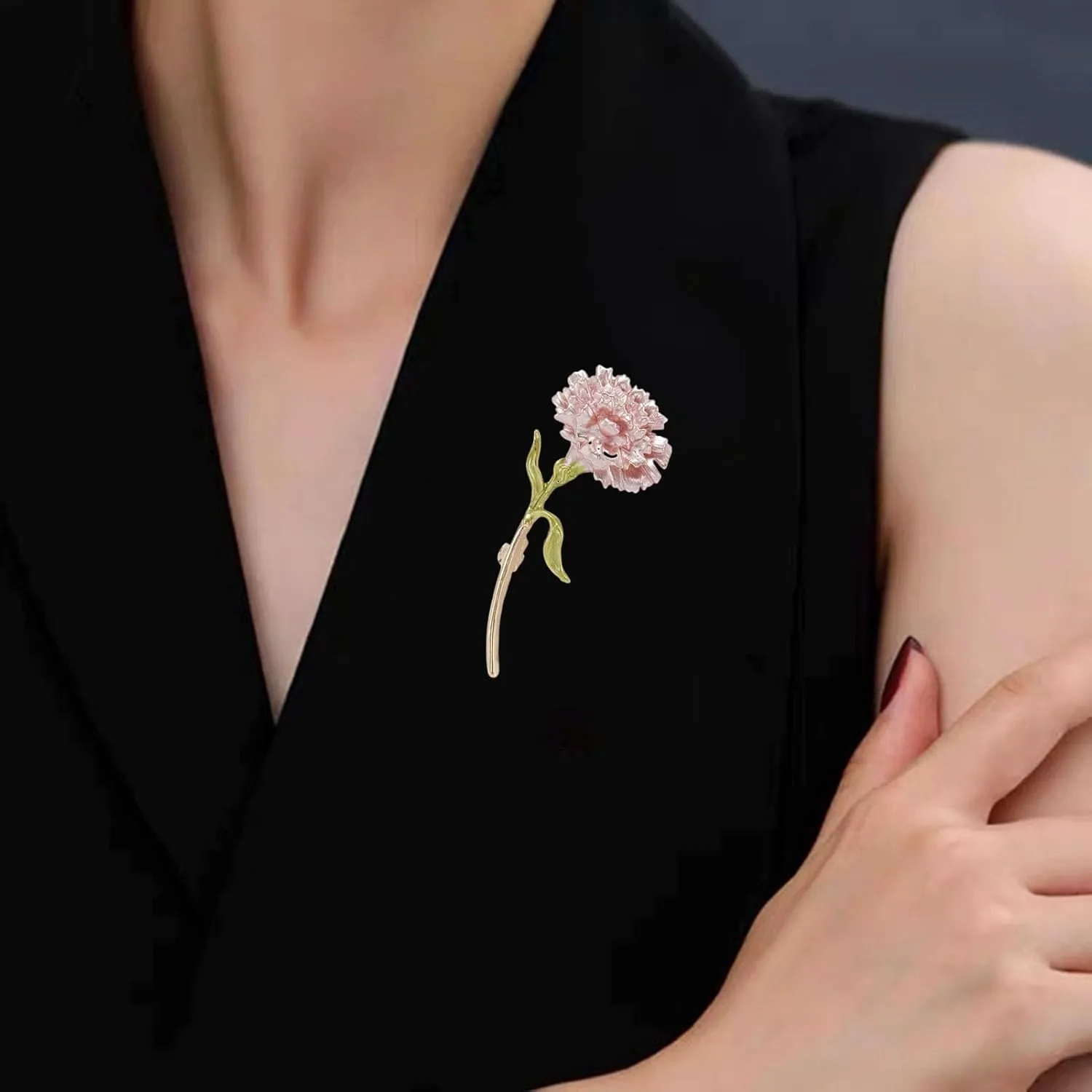 Elegant Brooch Pin Carnation Alloy Enamel Flower Dripping Oil