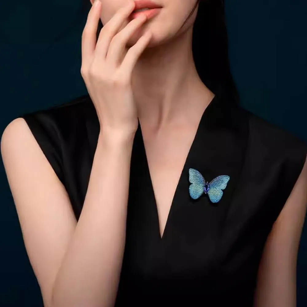 Elegant Butterfly Wedding Brooch for Women Fashion Cubic Zirconia Corsage Unique Embroidery Party Elegant Insect Butterfly Lapel Pin for Suit Coat Jacket Sweater Accessories Gift Xmas Birthday