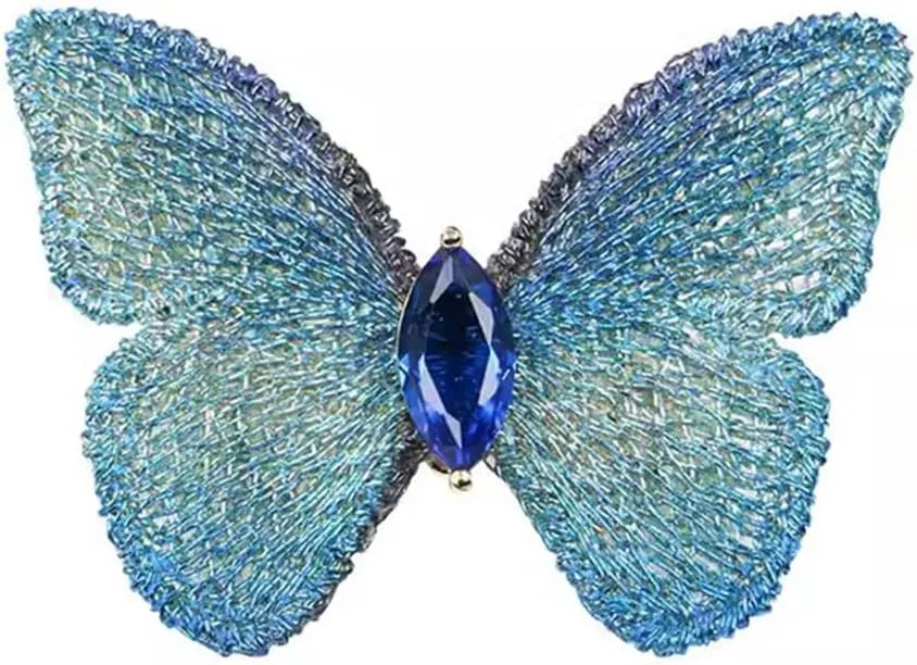 Elegant Butterfly Wedding Brooch for Women Fashion Cubic Zirconia Corsage Unique Embroidery Party Elegant Insect Butterfly Lapel Pin for Suit Coat Jacket Sweater Accessories Gift Xmas Birthday