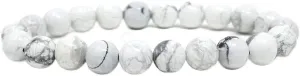Elegant Howlite Stretch Bracelet 8mm Beads, 7.5" Wrist, Taurus Birthstone