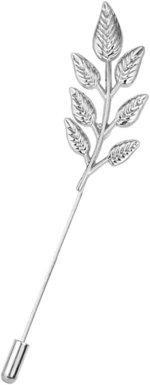 Elegant Leaf Plant Suit Collar Lapel Pin Brooch for Men