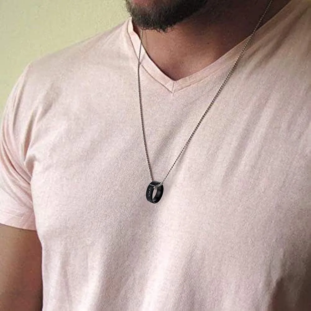 Elegant Men Women's Band Rings Stainless Steel Positive Christening Jesus Spirit Witness Reminder Finger Ring Neckalce Chain for Family Friends,He Came He Died He Arose He Ascended He's Coming Back